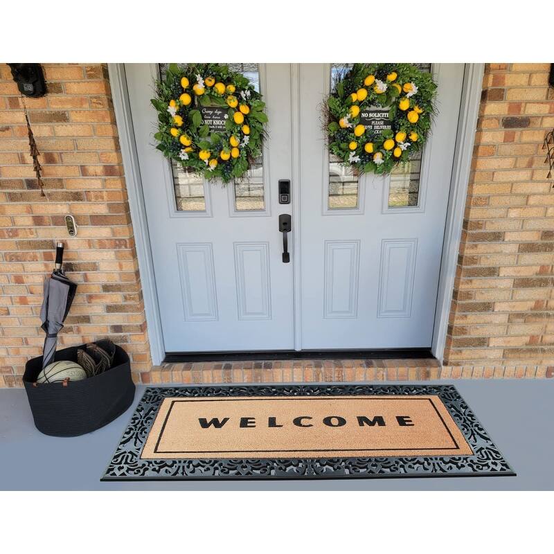 A1HC Rubber and Coir Heavy Duty, Flock Welcome Doormat, 30" X 60" Paisley