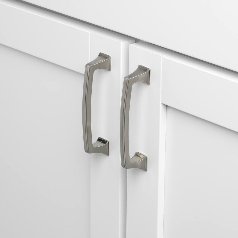GlideRite 3.75-inch CC Deco Base Satin Nickel Cabinet Hardware Drawer Pulls (Pack of 10 or 25)
