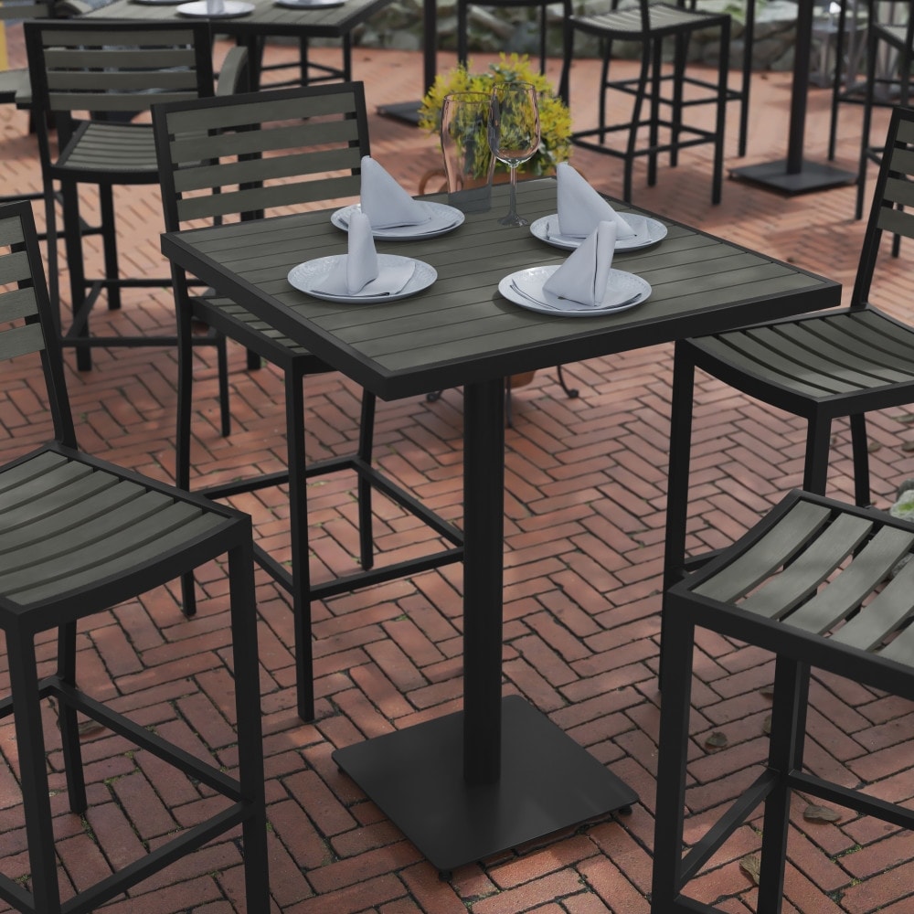 Indoor/Outdoor 32" Square Bar Height Dining Table with Poly Slats