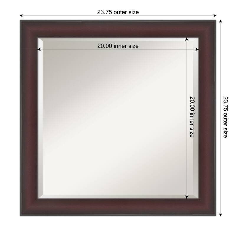 Grand Narrow Beveled Framed Bathroom Vanity Wall Mirror - 24 x 24 in - Grand Cherry Narrow
