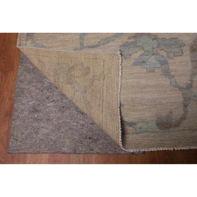 Vegetable Dye Oushak Turkish Large Rug Handmade Floral Wool Carpet - 13'9"x 19'3"