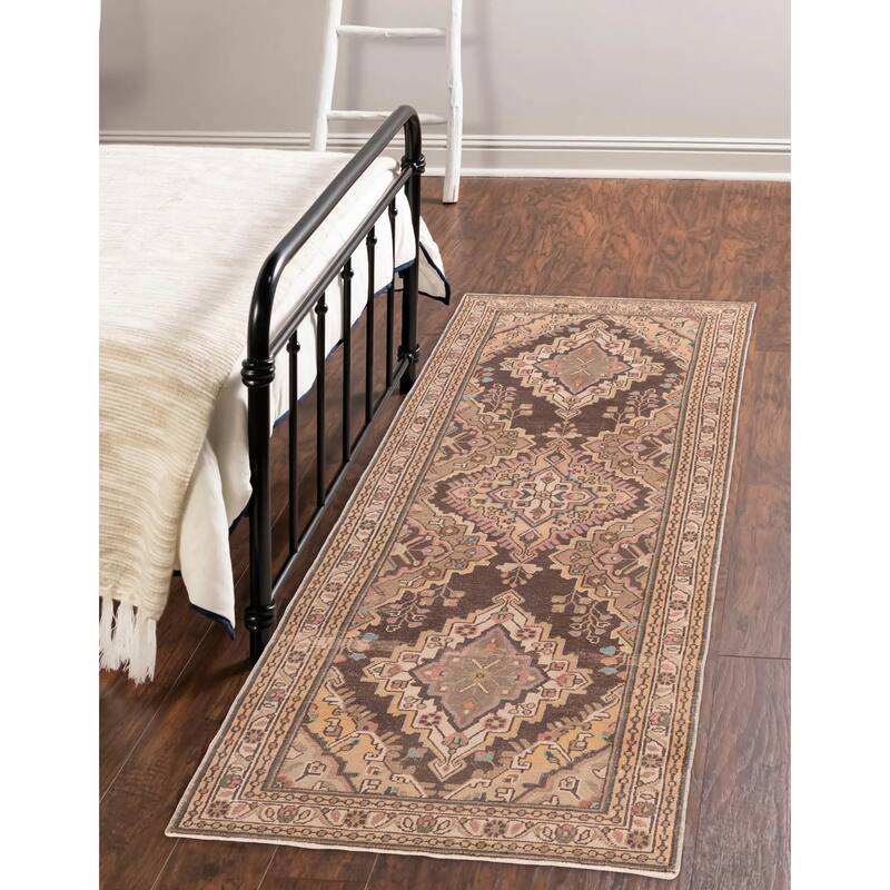 ECARPETGALLERY Hand-knotted Antalya Vintage Brown Wool Rug - 3'6 x 10'2