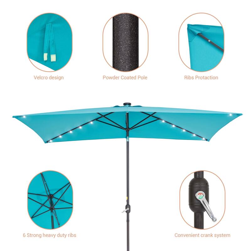 AOOLIMICS 10x6.5ft LED Umbrella Patio Market Outside Table Umbrella