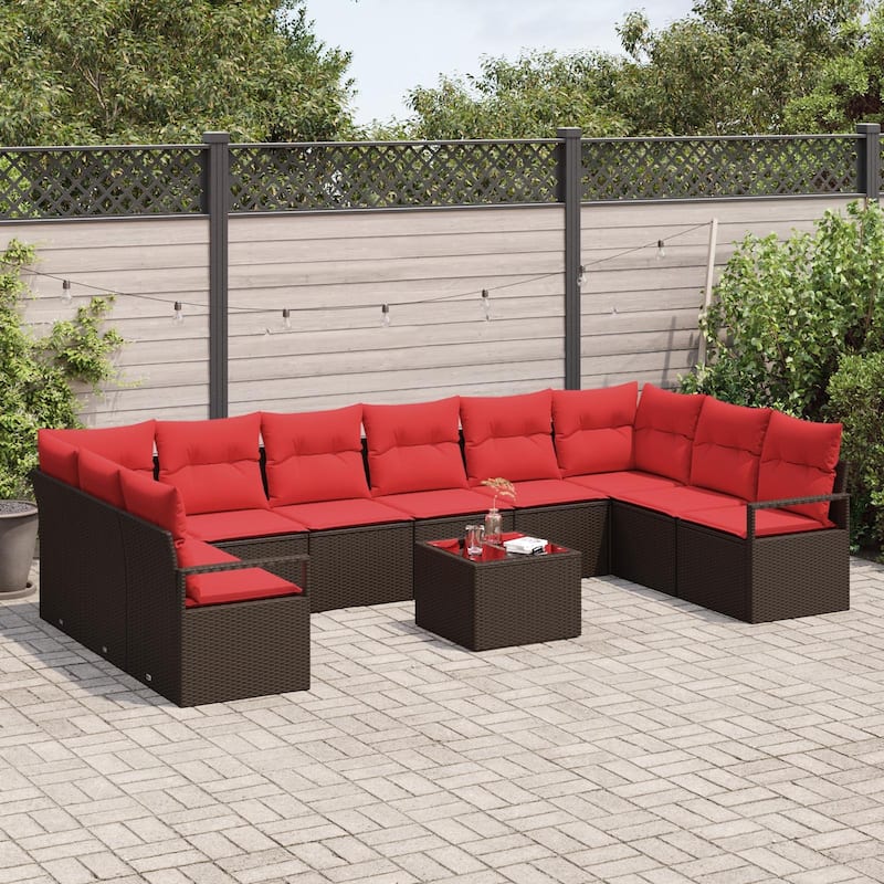 vidaXL 11 Piece Garden Sofa Set with Cushions - 135.4×69.7×27.2