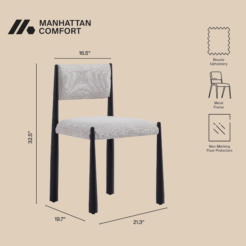 Manhattan Comfort Lennor Metal Boucle Side Chair Set of 2