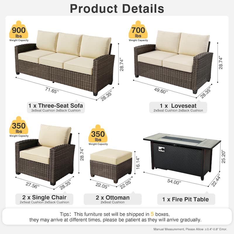 XIZZI 7-Piece Outdoor Wicker Conversation Set