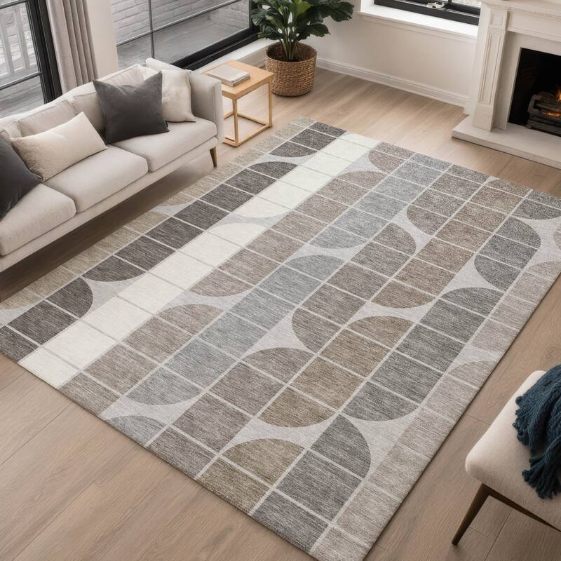 Machine Washable Indoor/ Outdoor Modern Finch Chantille Rug
