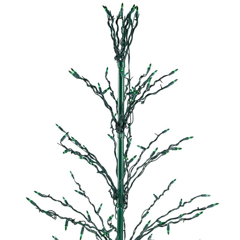 9' Black Pre-Lit Artificial Cascade Twig Christmas Tree - Green Lights - 9 Foot