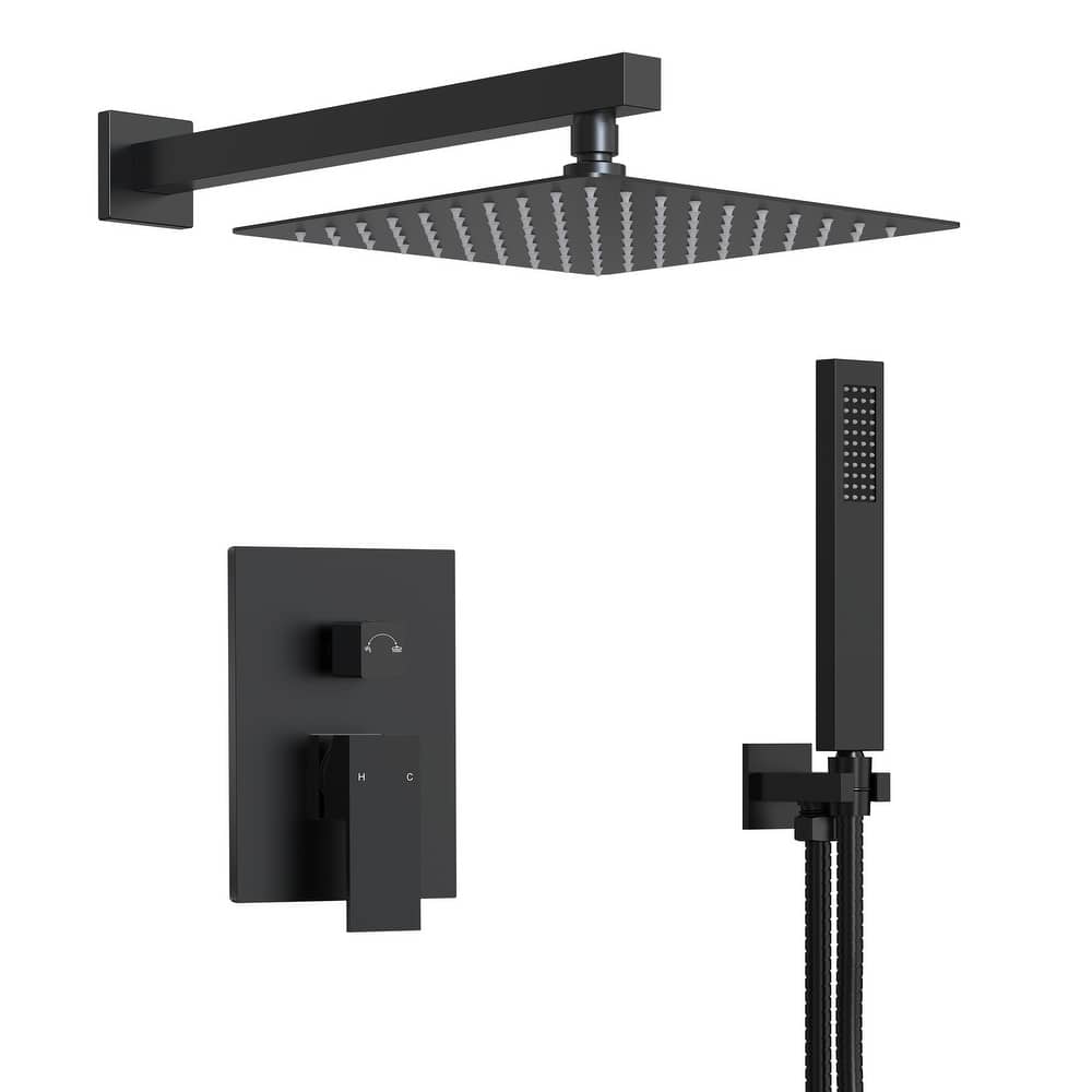 10" Rain Shower Head High Pressure Wall Mount Shower System Bathroom Shower Faucet Set with Handheld Spray