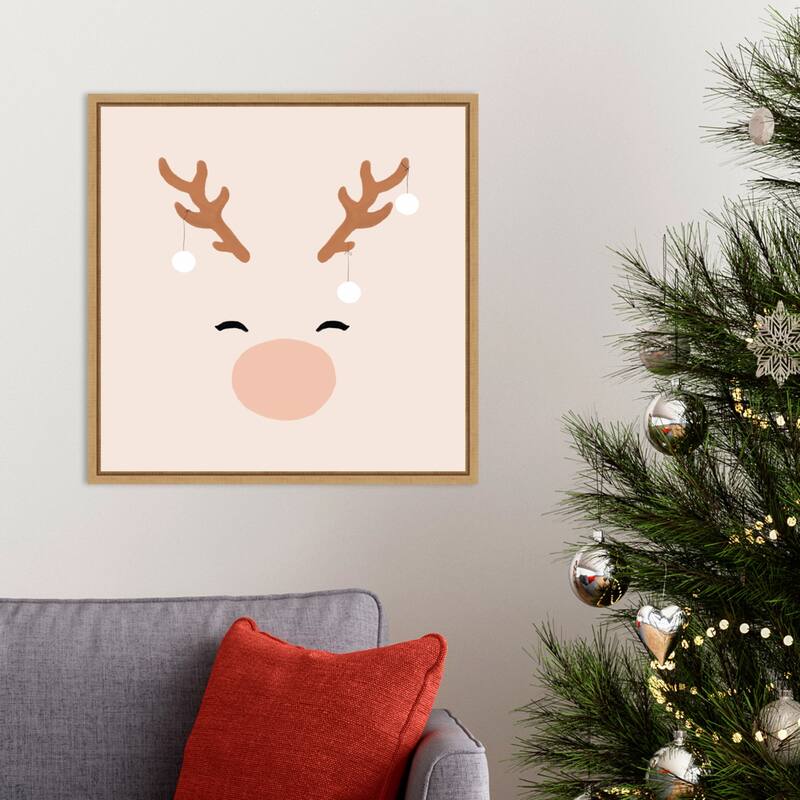 Deer and Baubles by Orara Studio Framed Canvas Wall Art Print