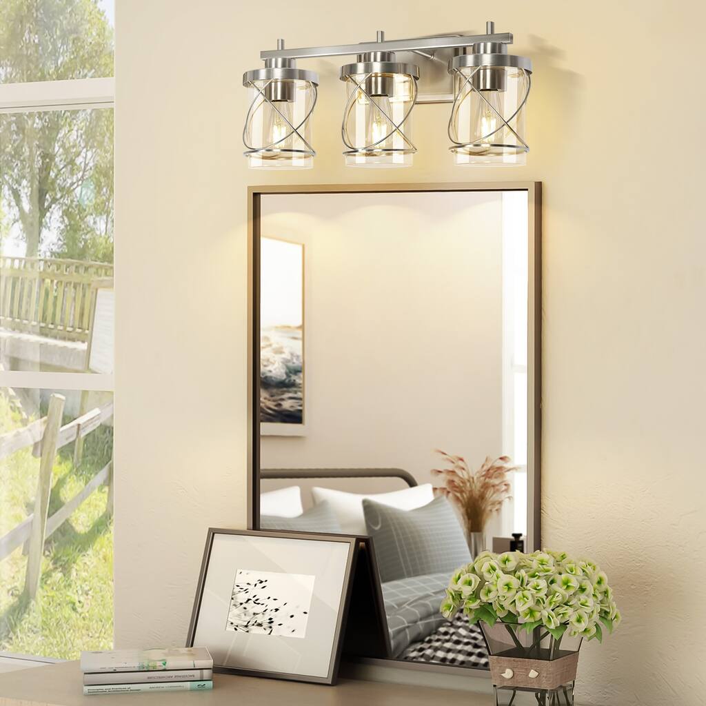 3-Light Modern Wall Sconce Light with Glass Shade