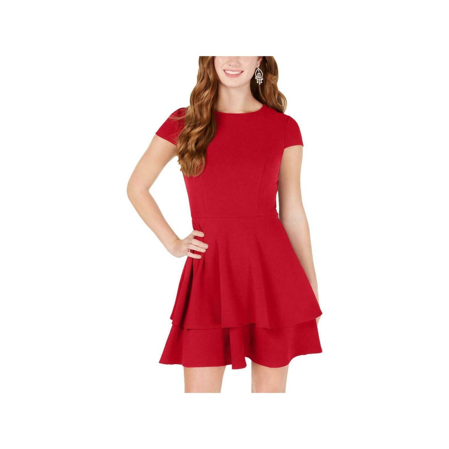 B DARLIN Red Short Sleeve Short Dress 5/6 - 5\6