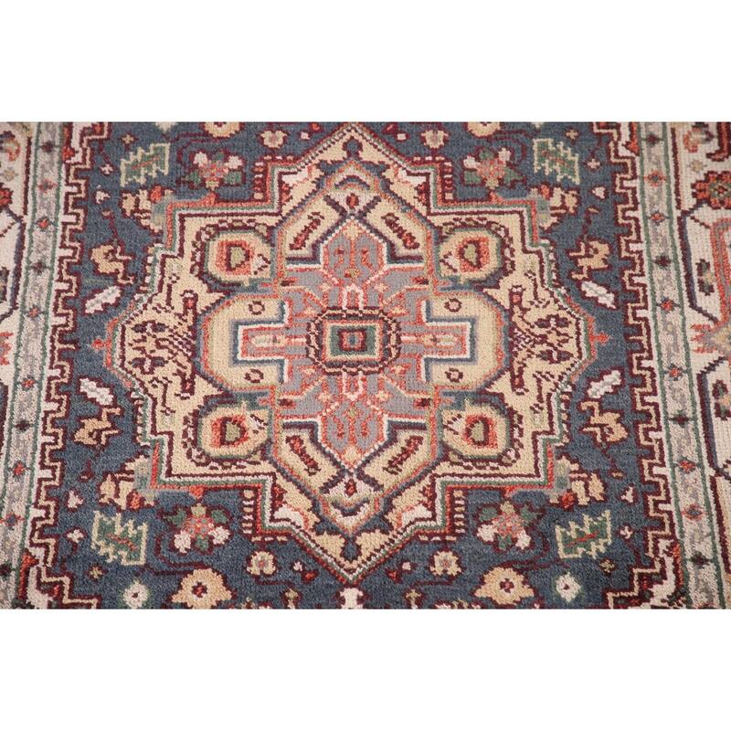 Blue Heriz-Serapi Oriental Accent Rug Handmade Wool Carpet - 4'0"x 6'0"