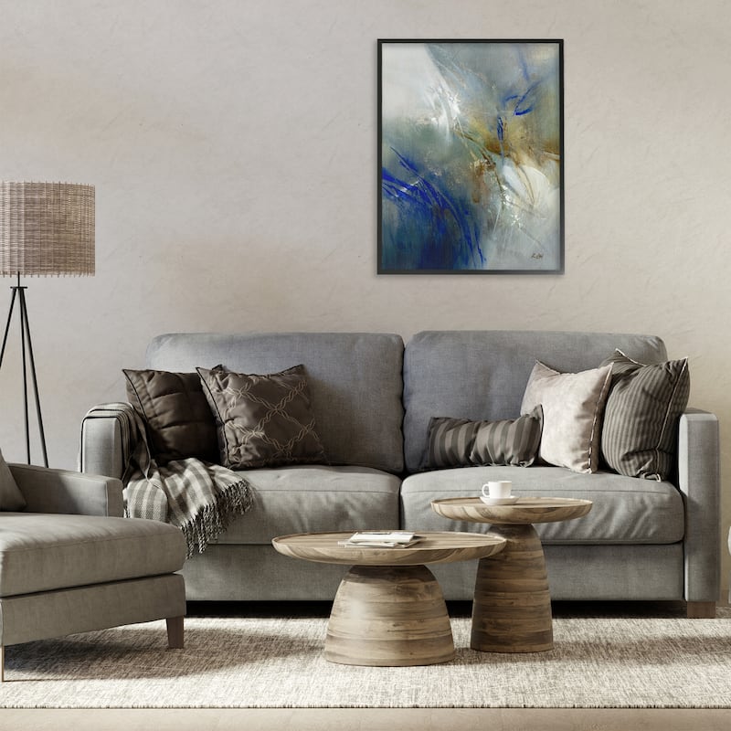 Stupell Blue & Neutrals Distortion Framed Giclee Art Design By K. Nari