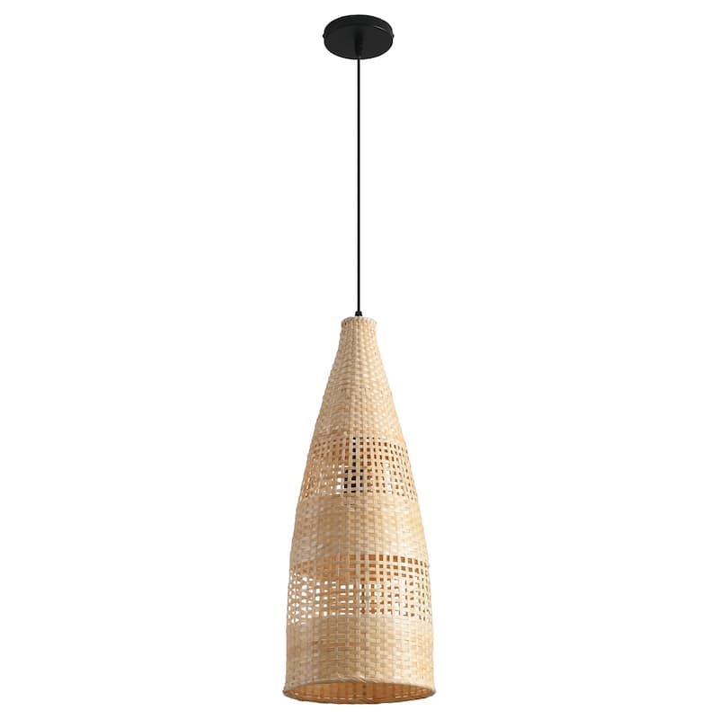 9" Bohemian Natural Bamboo Bottle-Shaped Handmade Adjustable Chandelier Pendant Light