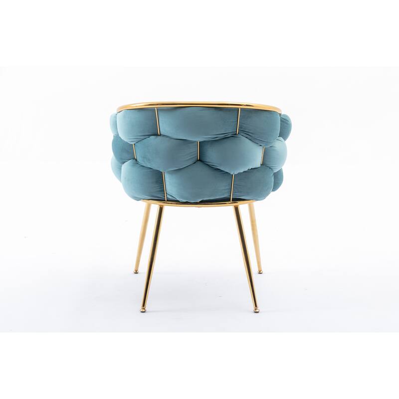 Blue Modern 28.7" Velvet Upholstered Accent Chairs with Gold - Plated Metal Legs (Set of 2)