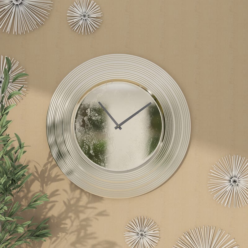 Aluminum Metal Decorative Wall Clock - Silver or Gold - Roche River Decor