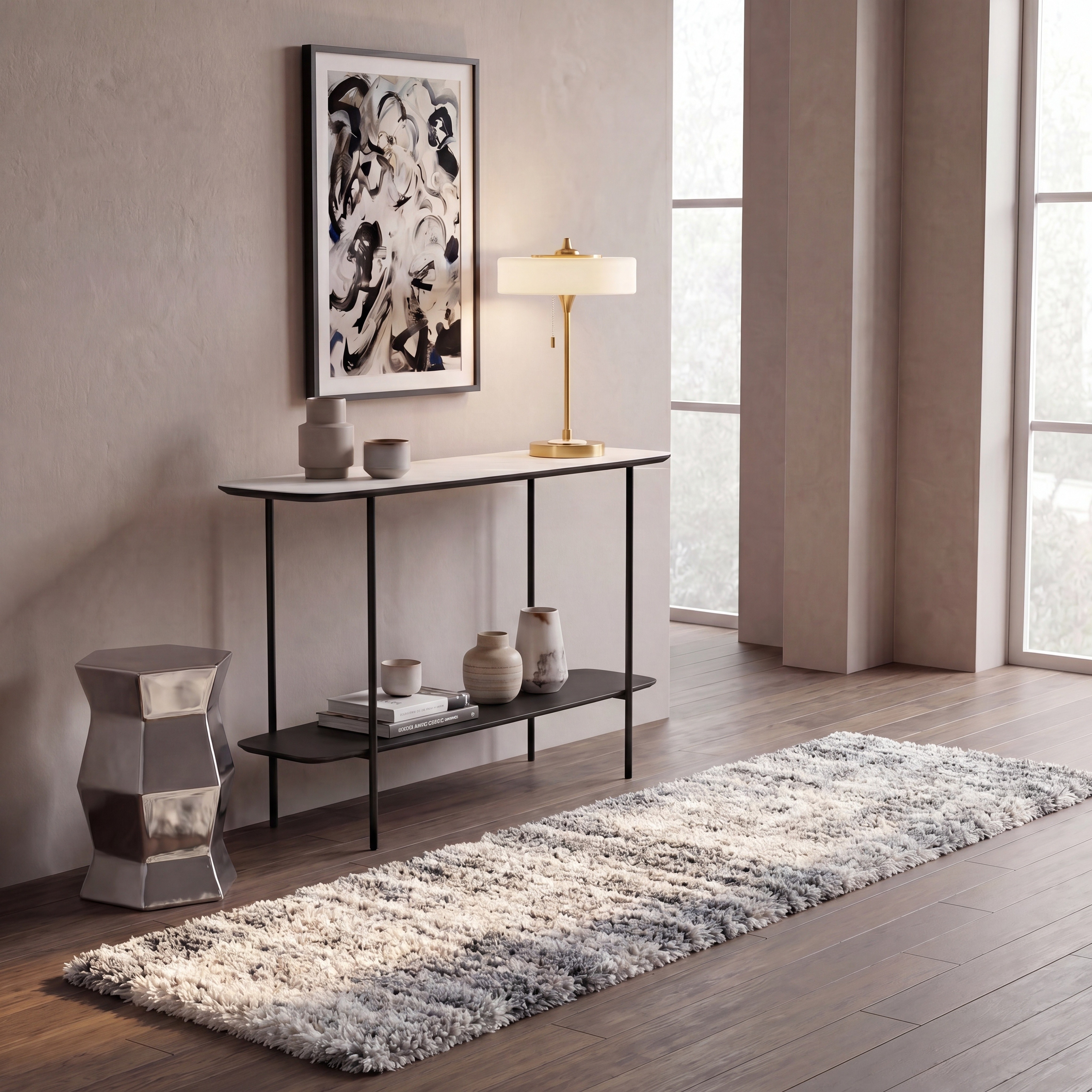 SAFAVIEH Fontana Shag Lenchen Modern Abstract 2-inch Thick Rug