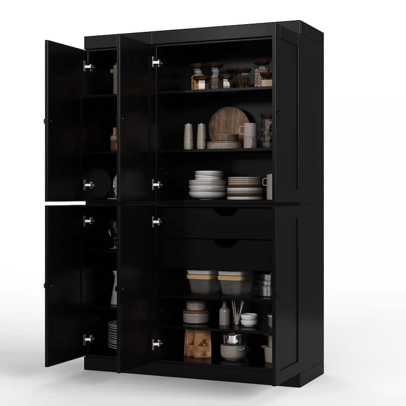 Palace Imports 100% Solid Wood 48.5" Pantry Cabinet with Shaker Doors, 2-Drawers and Adjustable Shelves