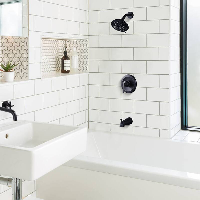 WOWOW Single-Handle 5-Spary Round Shower Faucet with Tub Spout