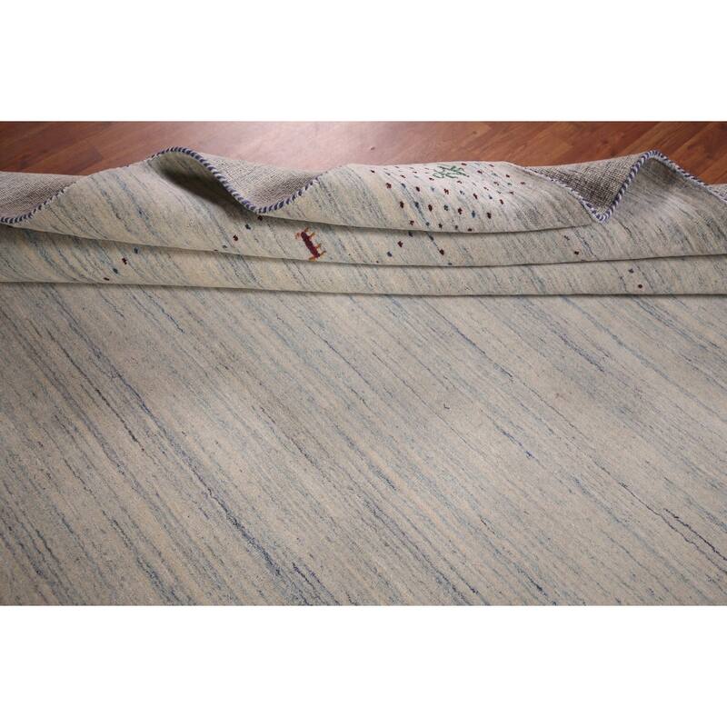 Striped Tribal Gabbeh Indian Area Rug Hand-Knotted Wool Carpet - 8'4"x 9'10"