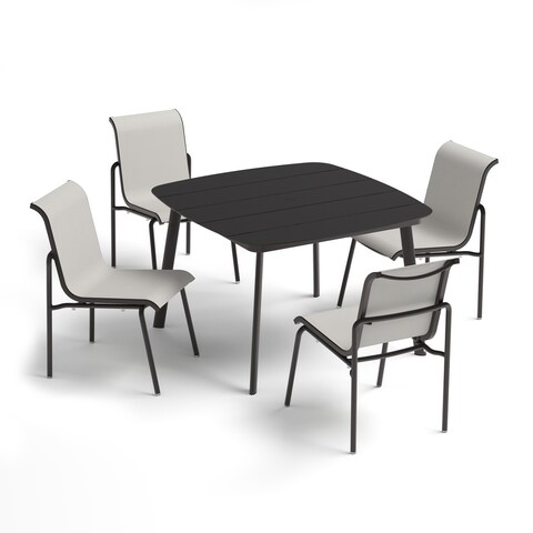 Eiland 5-Piece 45" Square Dining Table and Orso Side Chairs Set - Carbon - Fog Sling