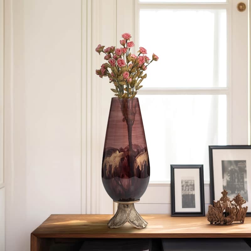 Sagebrook Home Abstract Glass Vase with Gold Accents