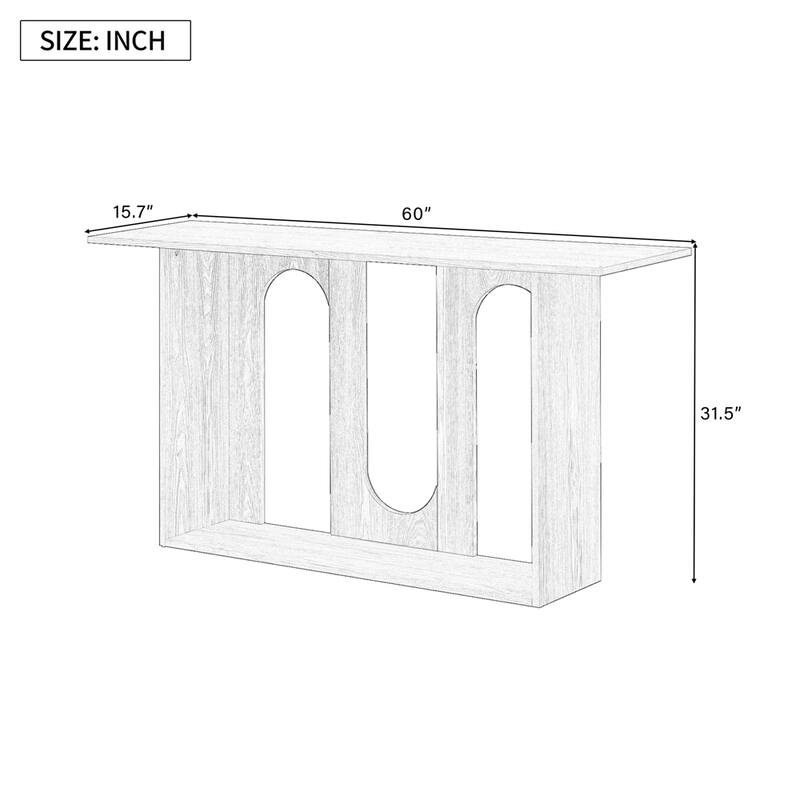 Modern and Curved Design Ash Veneer Console Table with Shelf