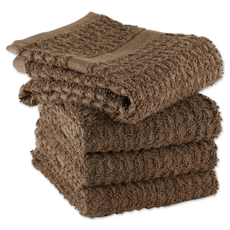 Solid Waffle Terry Dishtowel Set of 4