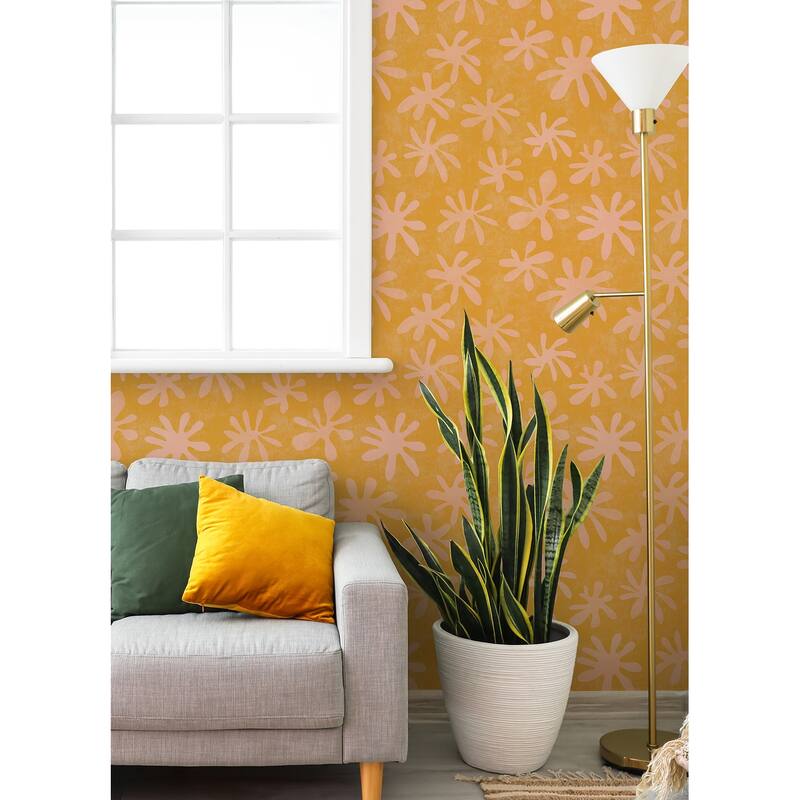 Alja Horvat Orange Field of Flowers Peel & Stick Wallpaper