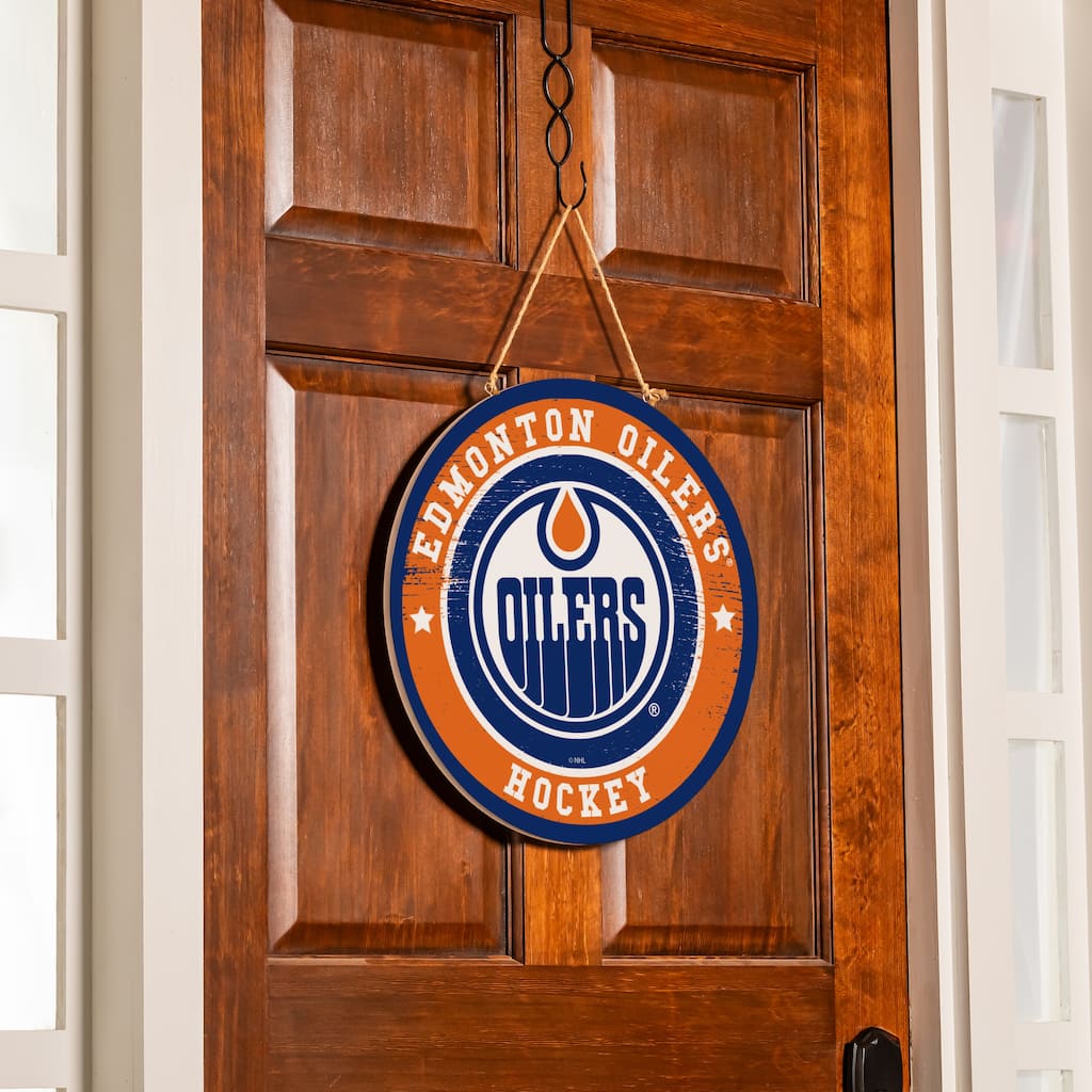 Edmonton Oilers Wooden Door Decor Wall Sign - Multi-Color