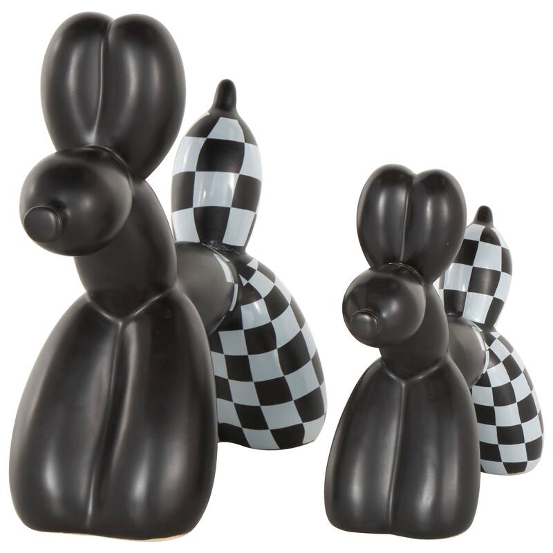Gold Porcelain Ceramic Balloon Dog Sculpture (Set of 2) - Gold, Silver, White, Black, Multi Colored