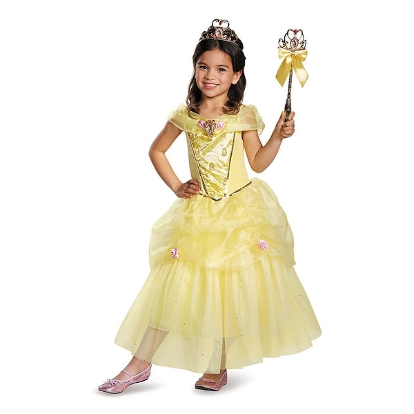 shop girls deluxe belle disney princess costume overstock 16810055 girls deluxe belle disney princess costume