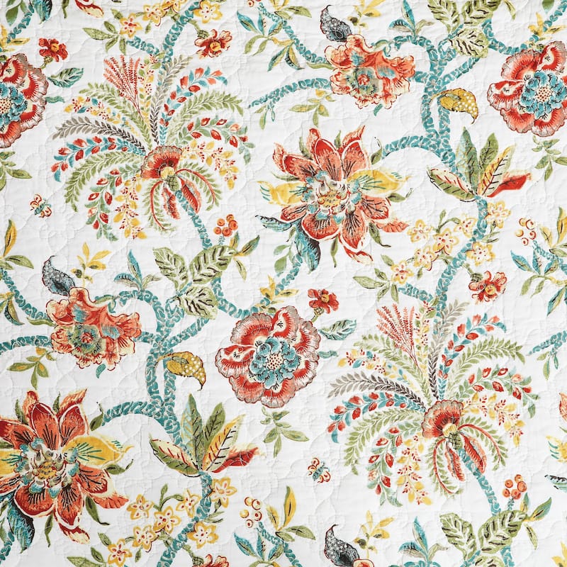 Braganza Tropical Floral Cotton Quilt Set