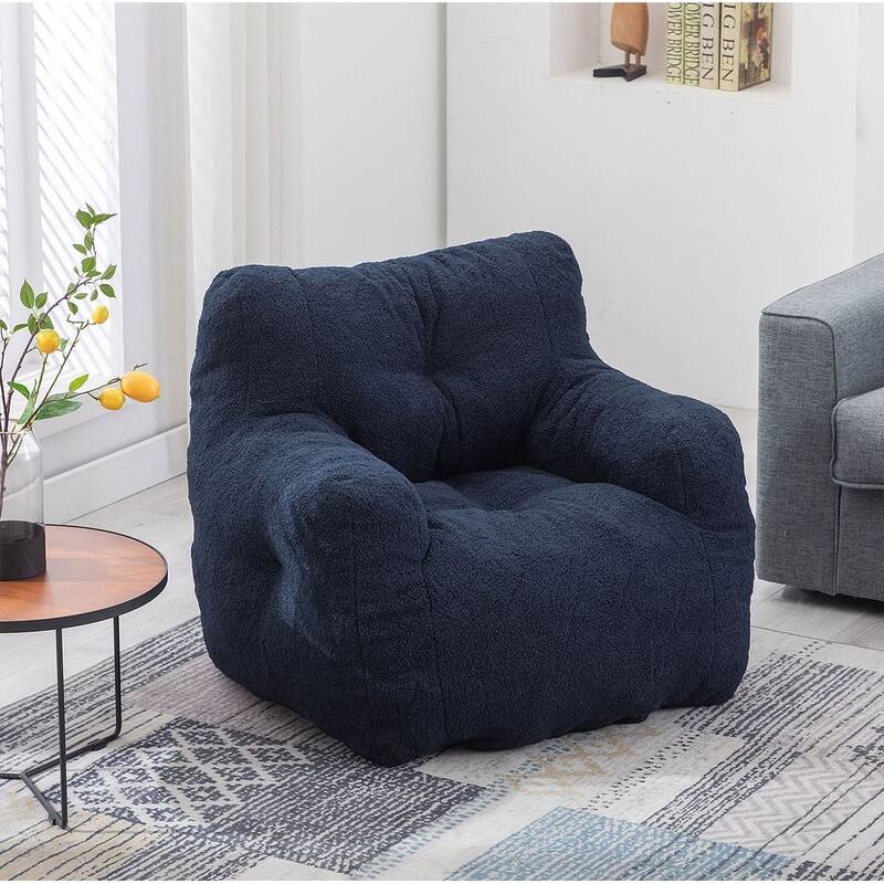 Soft Teddy Cloth Bean Bag Chair Tufted Foam Filling