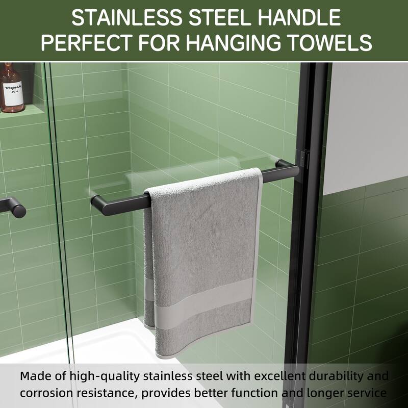 48" Sliding Shower Door with Double Doors, 8mm Tempered Glass, Aluminum Frame and Stainless Steel Rollers