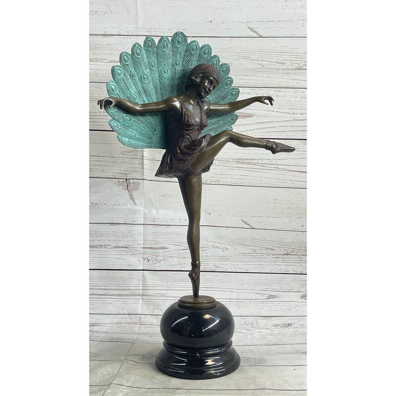 Charleston Pea Flapper Dancer Girl Art Deco Bronze Sculpture By Pelliers On Marble Base