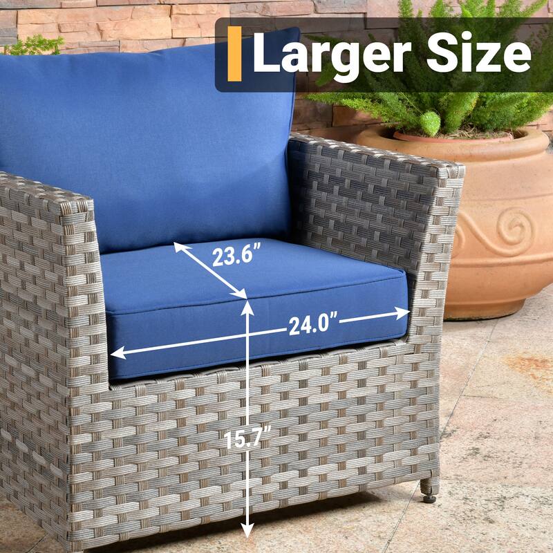 HOOOWOOO 13-piece Grey Wicker Rattan Patio Outdoor Sectional Set with Fire Pit