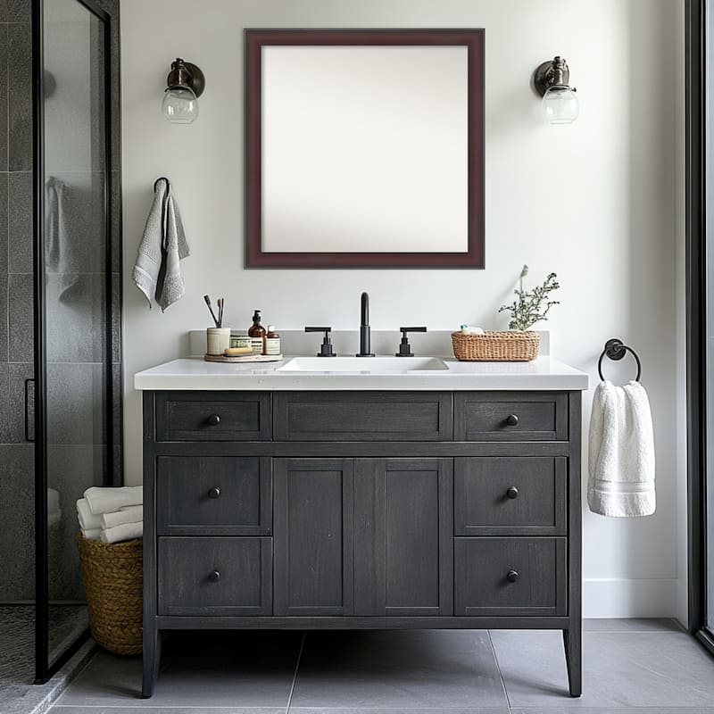 Grand Narrow Non-Beveled Framed Bathroom Vanity Wall Mirror