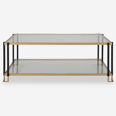 Uttermost 24846 Kentmore 48" Wide Glass Top Iron Coffee Table