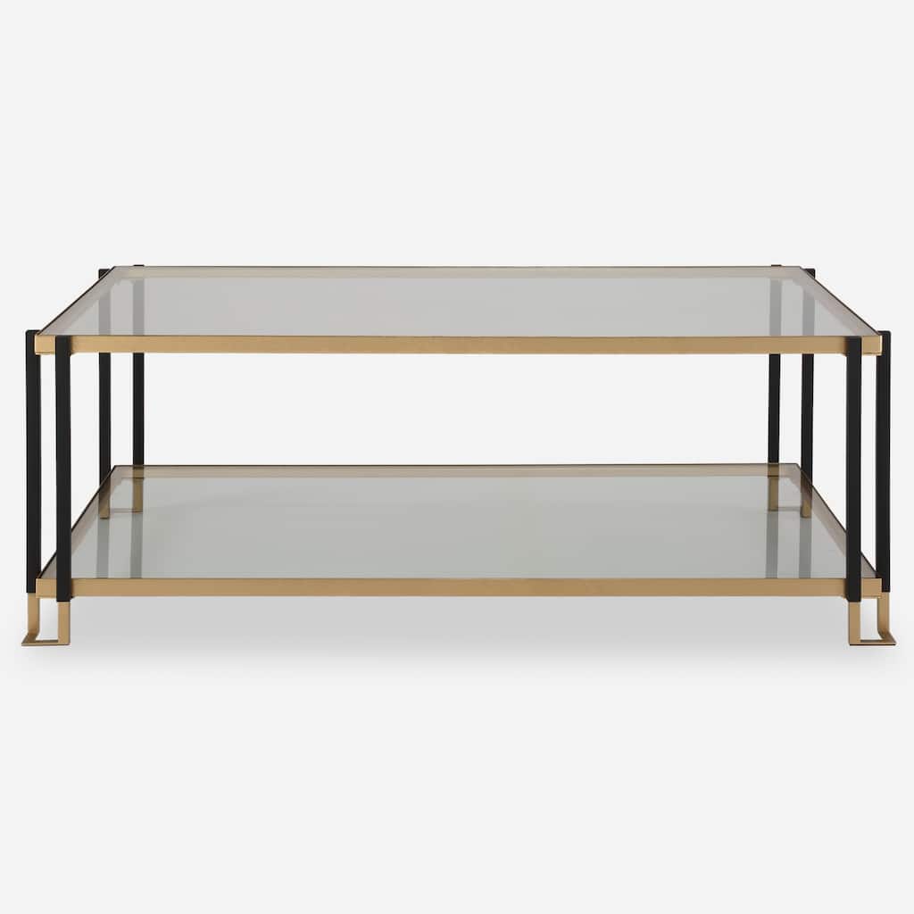 Uttermost 24846 Kentmore 48" Wide Glass Top Iron Coffee Table