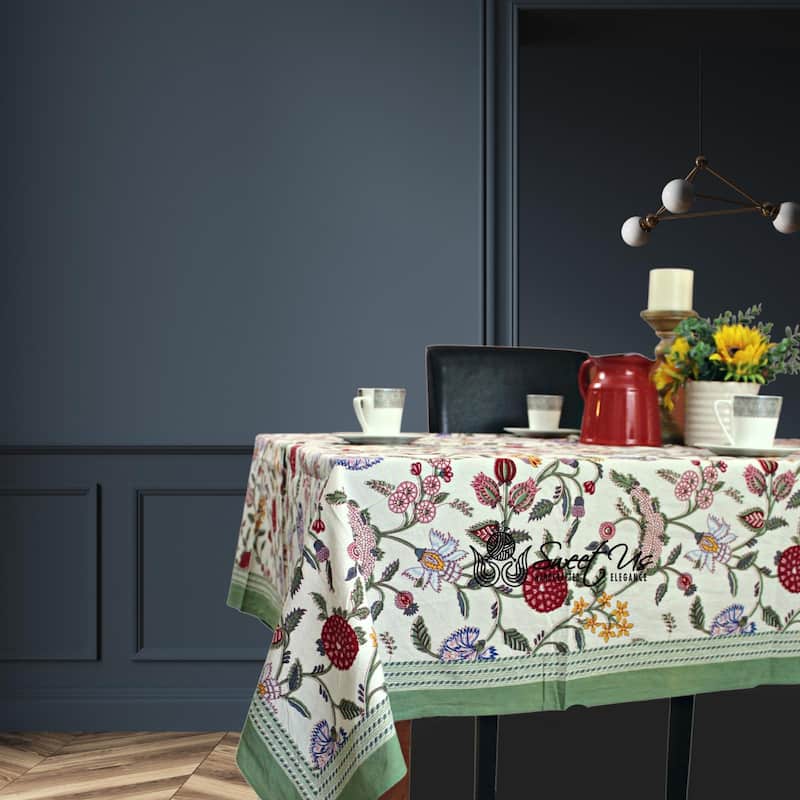 Cotton Floral Berry Print Tablecloth Collection