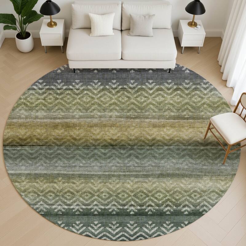 Premium Washable Super Soft Boho Ombre Mayfield Rug - Green - 8' x 8'