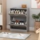 preview thumbnail 1 of 4, Kerrogee Grey Wood 12-Pair Shoe Storage Cabinet w/ 2 Fold Drawers