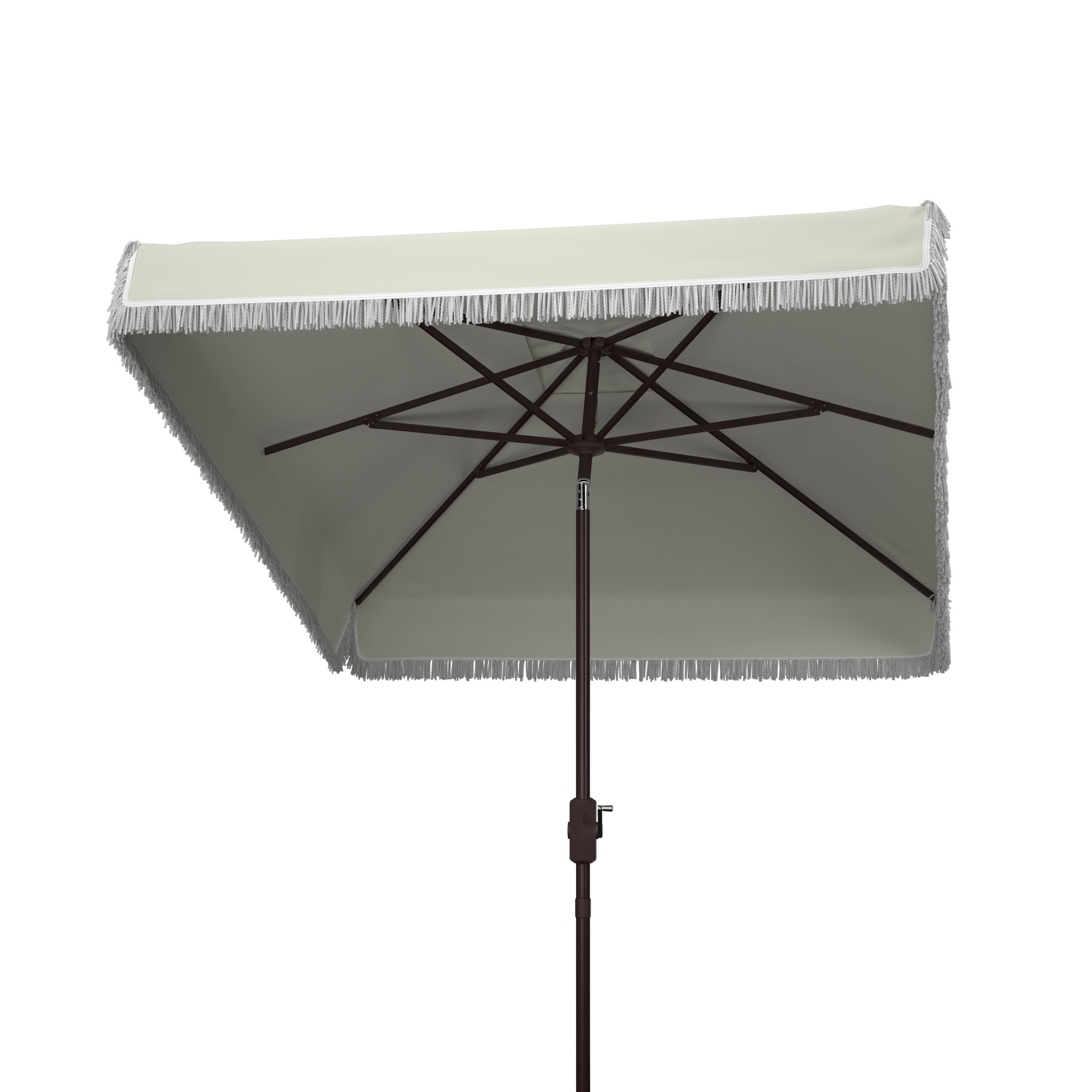 Shop Black Friday Deals On Safavieh Outdoor Living Milan Fringe 7 5 Ft Square Crank Umbrella Base Not Included On Sale Overstock 29848216 White