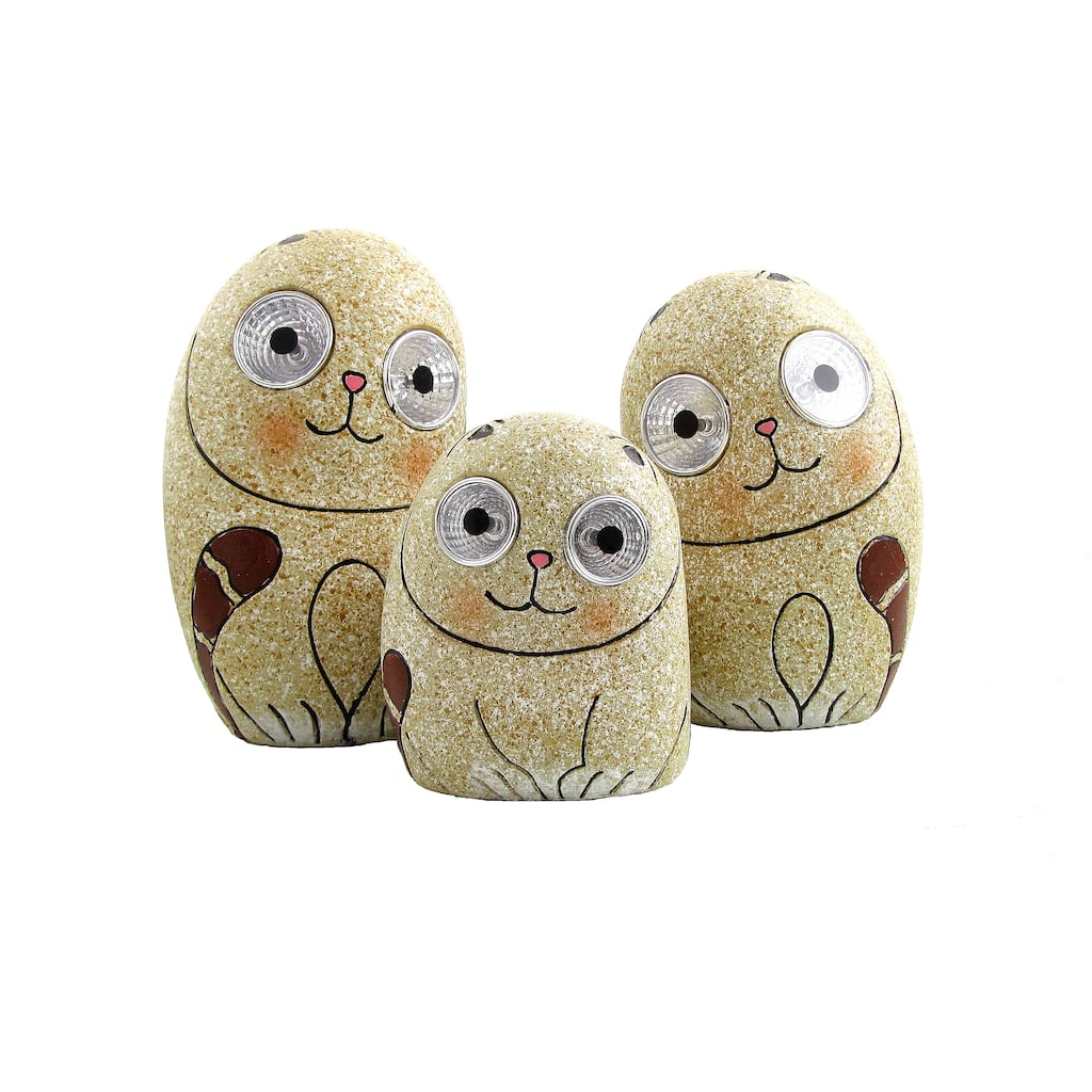Solar Cats 3 Piece Statue Set with Light up Eyes
