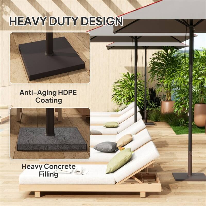 Brown Outdoor Umbrella Base HDPE and Concrete Patio Parasol Stand Fillable Secure - 17.3" L x 17.3" W x 11.8" H