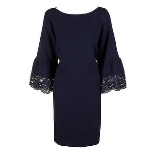 Shop Jessica Howard Plus Size Navy 3 4 Sleeve Lace Trim Crepe
