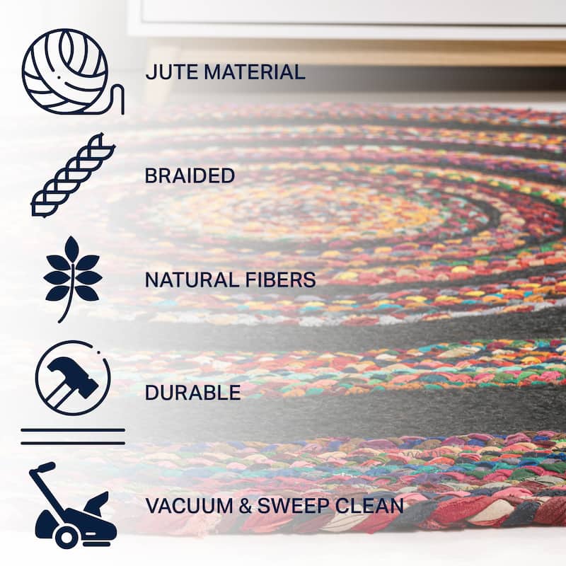 JONATHAN Y Flora Braided Bohemian Coastal Round Jute Area Rug