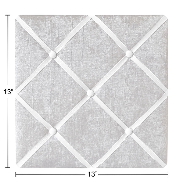 Solid Grey 13in Fabric Memory Photo Bulletin Board - Gray Velvet Luxurious Elegant Princess Boho Shabby Chic for Lace Collection